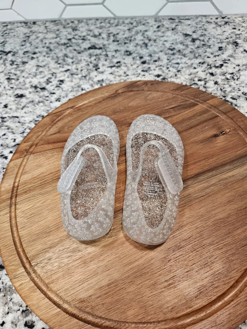 Old Navy Clear Glitter Jelly Mary Jane Sandals